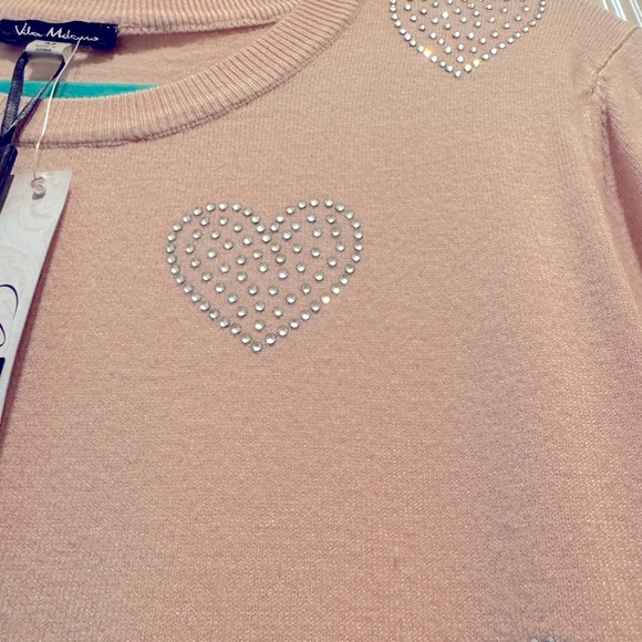 Crystal Heart Sweater by Vila Milano - Lightweight - Size Medium - Pink - Picture 2 of 9